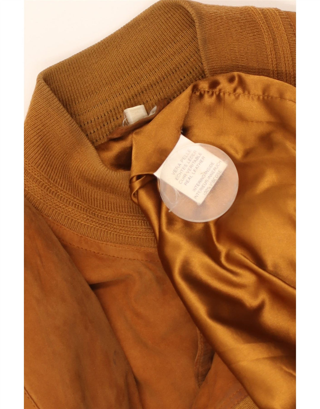 Vintage hombres ante bomber chaqueta Reino Unido 40 cuero marrón grande