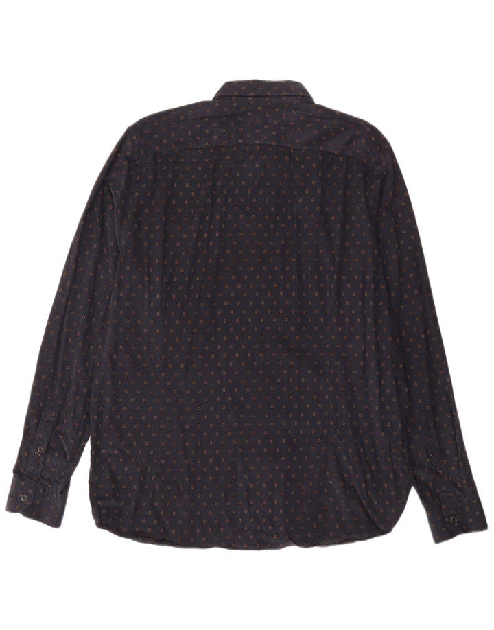 TED BAKER Camisa de pana para hombre Talla 6 2XL Algodón floral azul marino