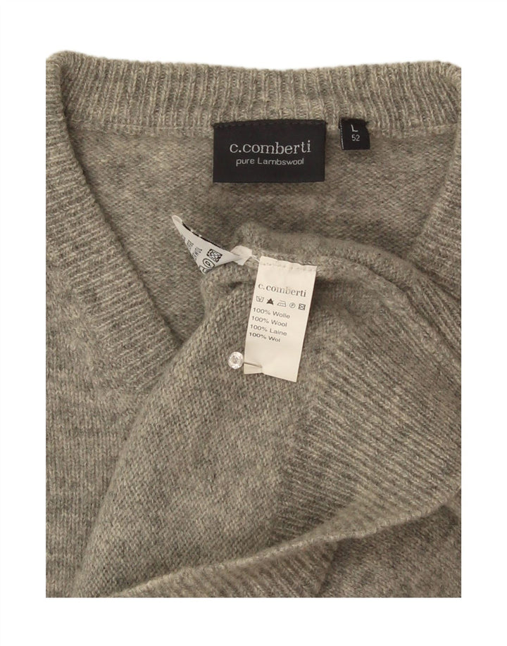 C.Comberti Jersey con cuello en V para hombre IT 52 Large Lana gris