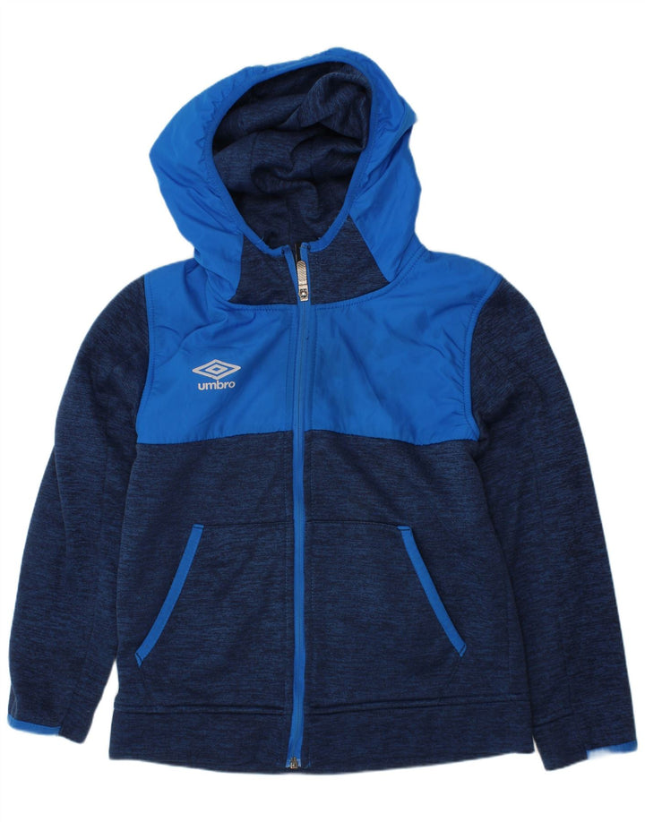 UMBRO Boys Zip Hoodie Sweater 8-9 Years Medium  Navy Blue Colourblock
