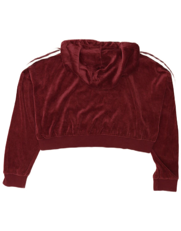 Adidas - Jersey con capucha de terciopelo para mujer, talla grande, color burdeos