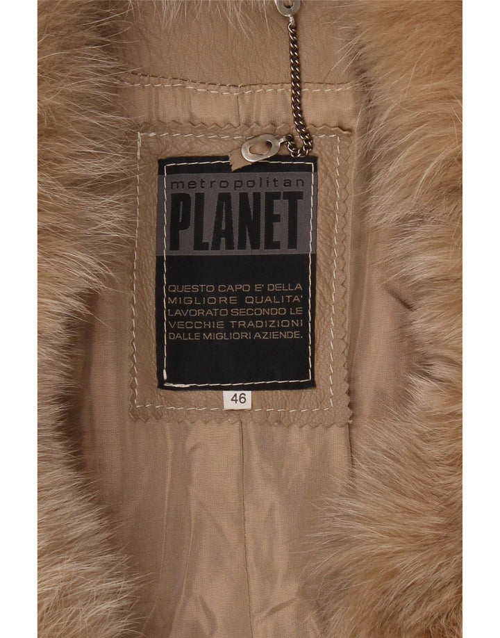 Abrigo de cuero para mujer Planet IT 46 Large Beige