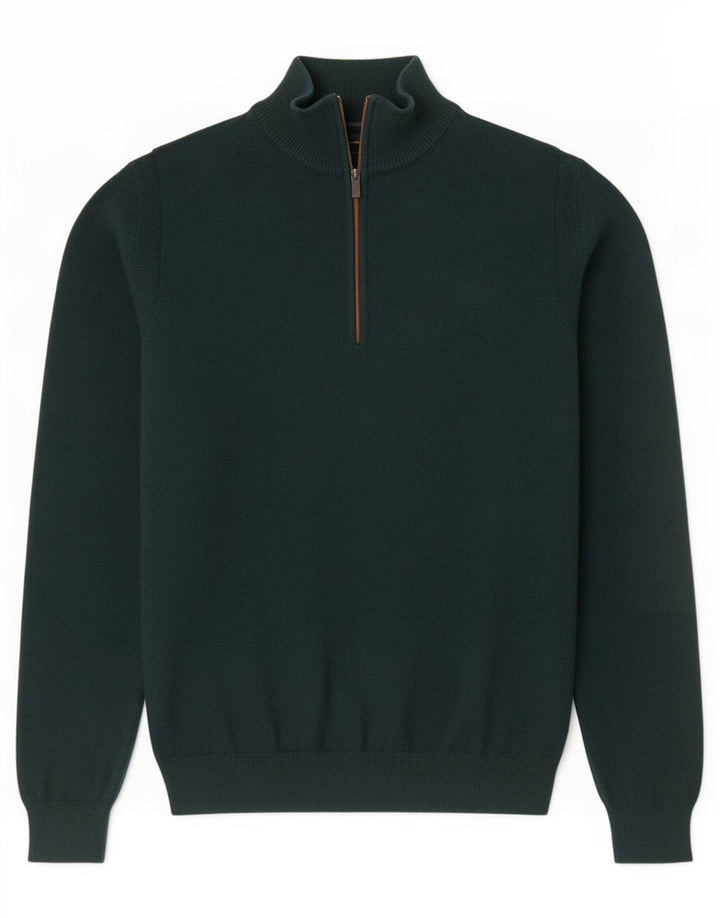 Massimo Dutti Jersey tipo jersey con cuello y cremallera para hombre Small Green