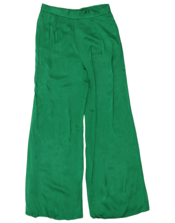 Zara Mujer Pantalones Casuales De Pierna Ancha Mediano W28 L32 Verde