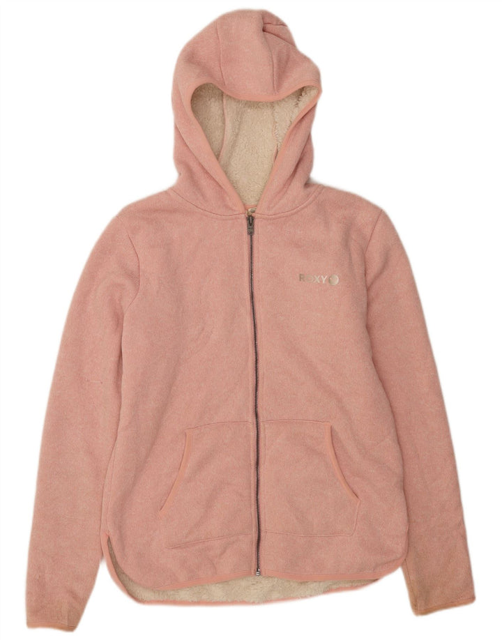 Roxy Suéter con capucha Sherpa Zip para mujer UK 46 Grande Poliéster rosa