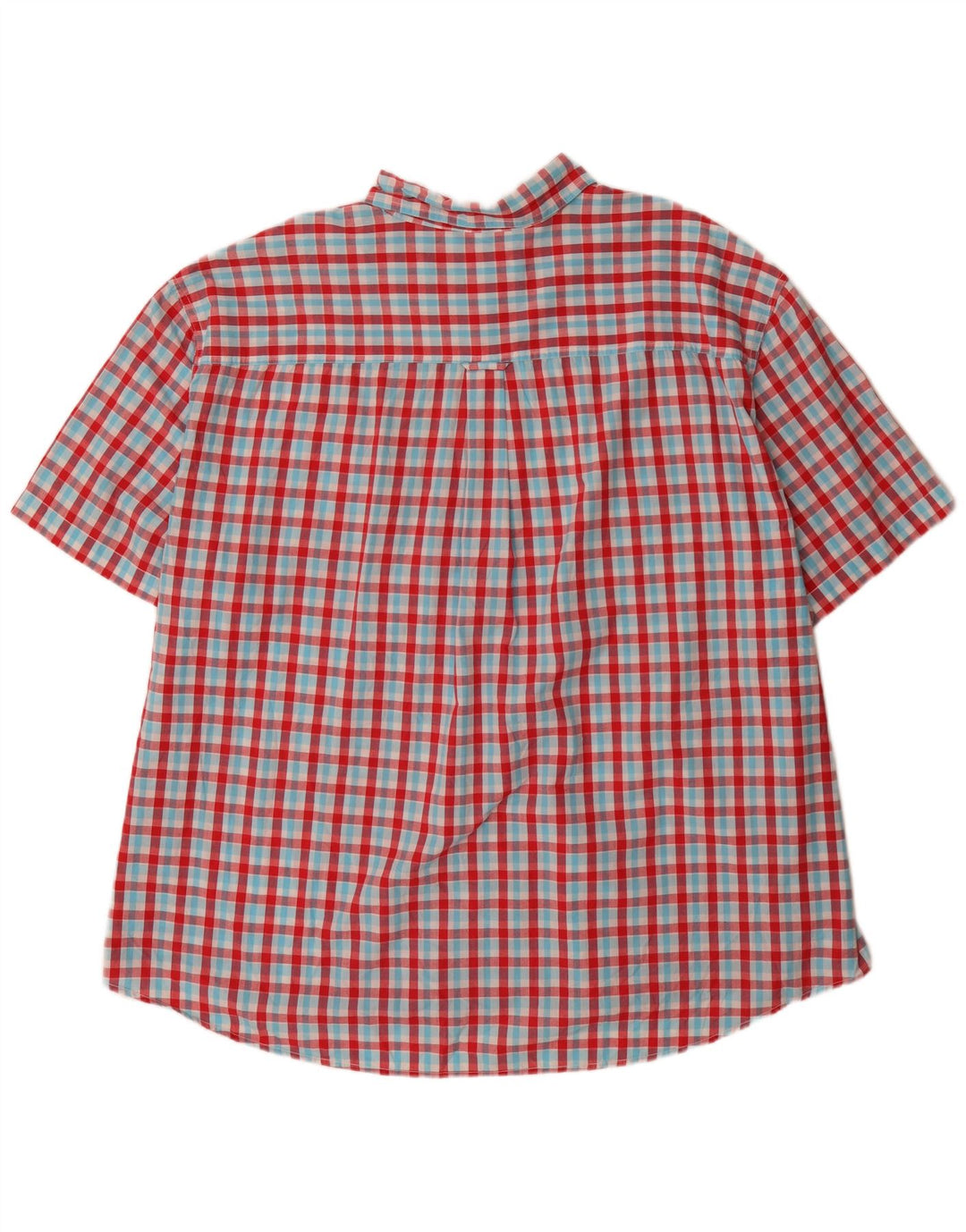 Chaps Camisa grande de manga corta para hombre, ajuste regular, talla 4XL, algodón a cuadros rojo