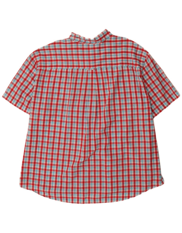 Chaps Camisa grande de manga corta para hombre, ajuste regular, talla 4XL, algodón a cuadros rojo