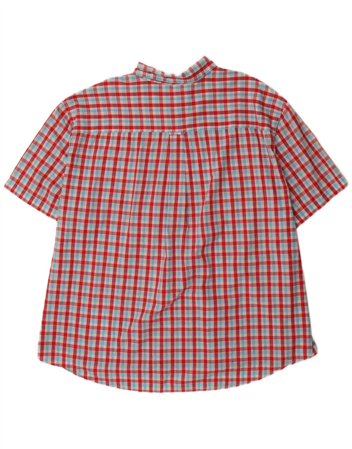 Chaps Camisa grande de manga corta para hombre, ajuste regular, talla 4XL, algodón a cuadros rojo