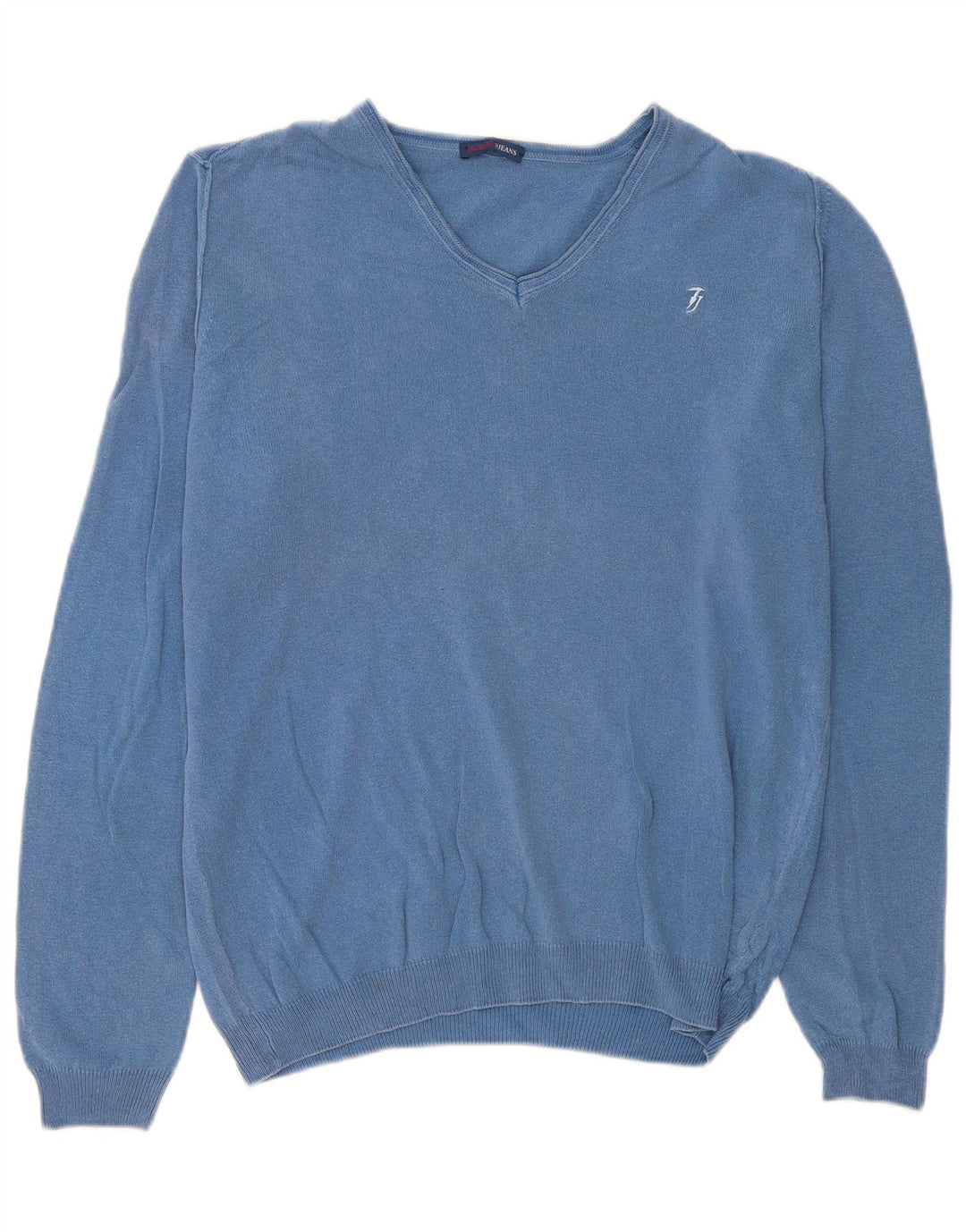 Jersey Hombre Trussardi Jeans Cuello De Pico Algodón Azul Medio