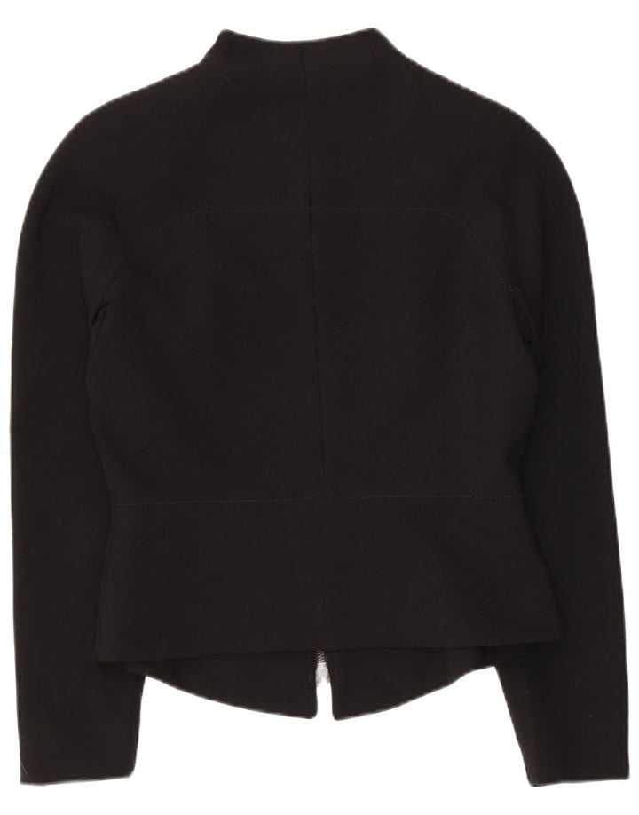 VINTAGE Chaqueta Blazer para Mujer Reino Unido 10 Pequeño Poliéster Negro