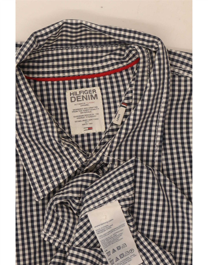 Camisa Tommy Hilfiger para hombre grande de algodón a cuadros azul marino