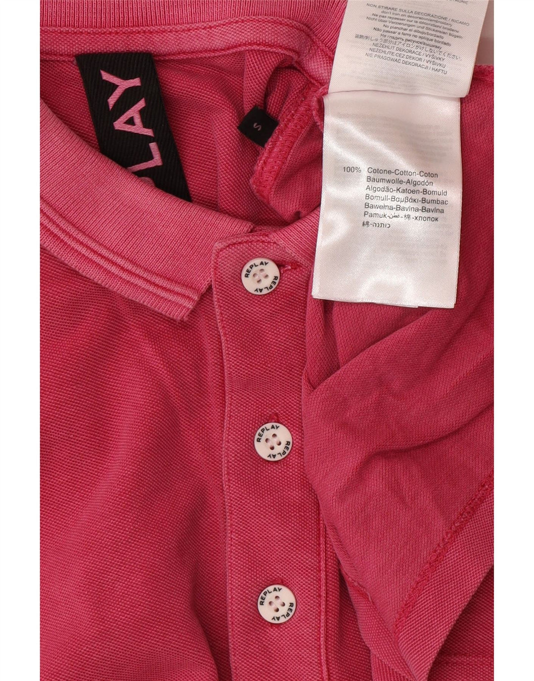 REPLAY Polo Hombre Small Rosa Algodón
