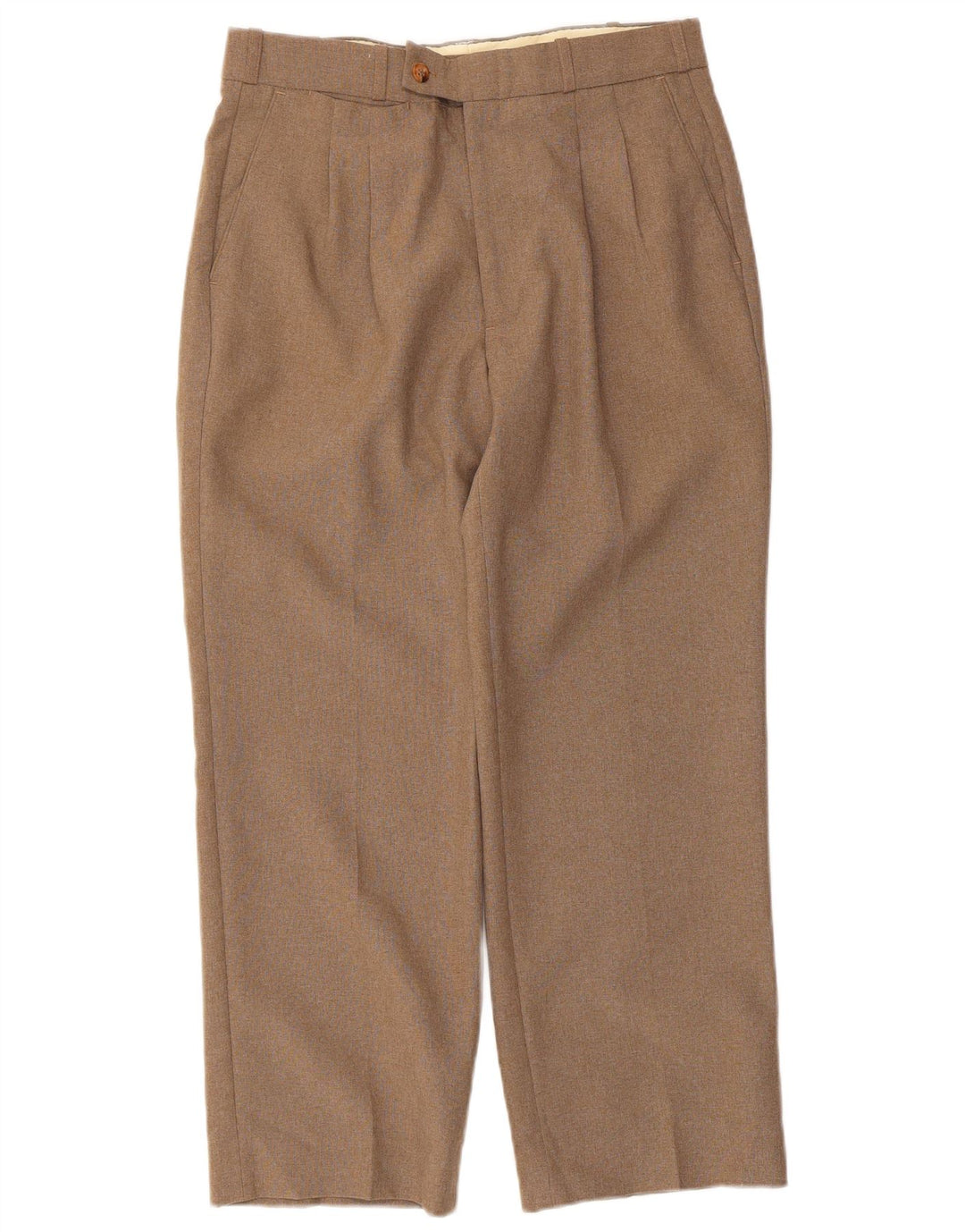 Farah Mujer Pantalones De Traje Rectos Con Pegged W32 L26 Poliéster Beige