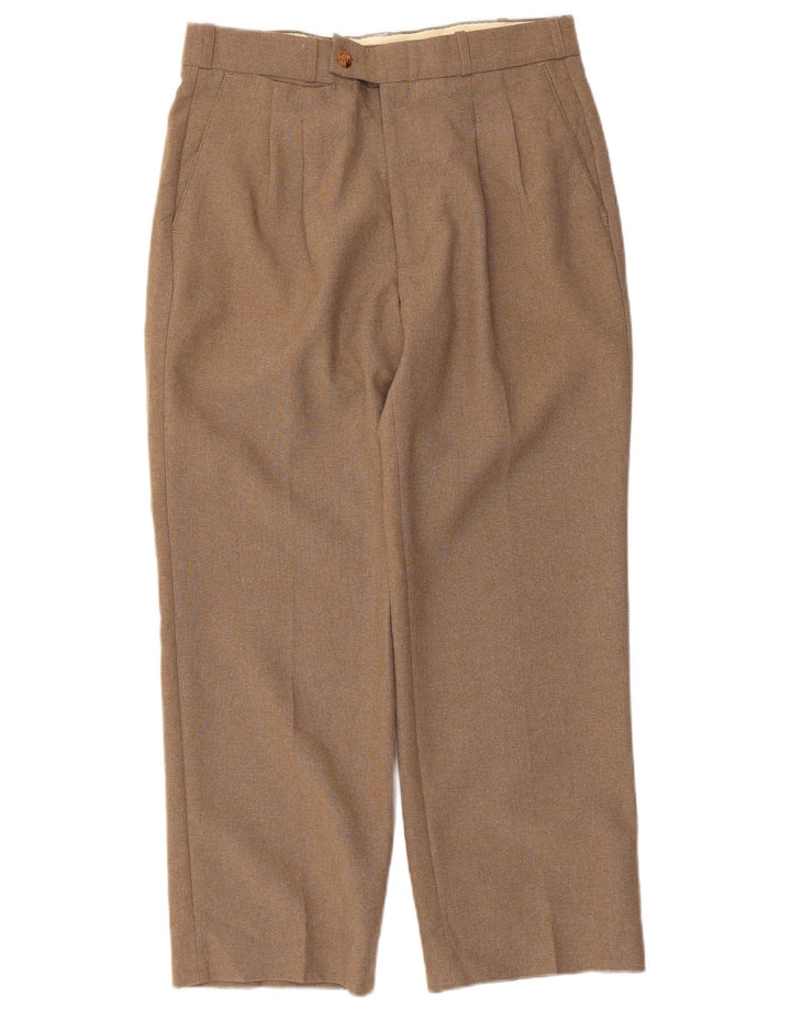 Farah Mujer Pantalones De Traje Rectos Con Pegged W32 L26 Poliéster Beige