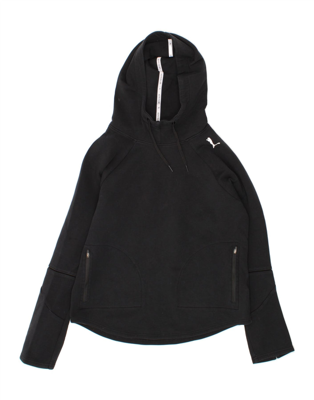 PUMA Womens Hoodie Jumper UK 16 Large Black Polyester Vintage Puma and Second-Hand Puma from Messina Hembry 