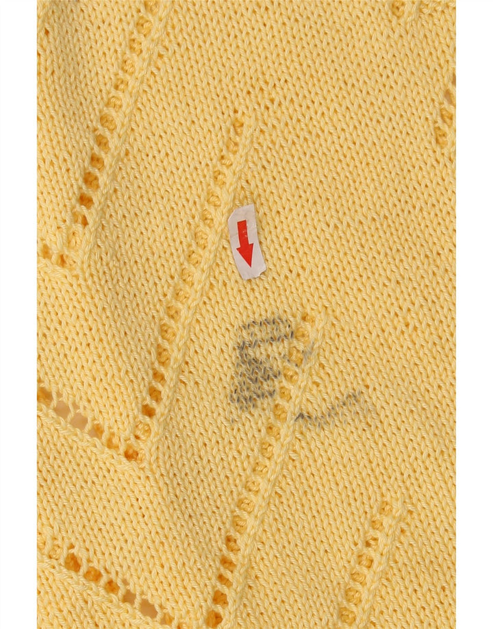 VINTAGE Mujer Open Cardigan Suéter Reino Unido 12 Amarillo Medio
