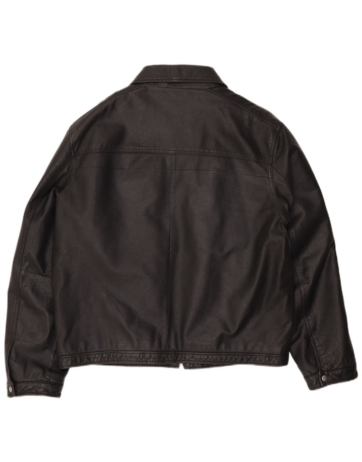 ANGELO LITRICO Chaqueta de cuero para hombre UK 42 XL Cuero negro