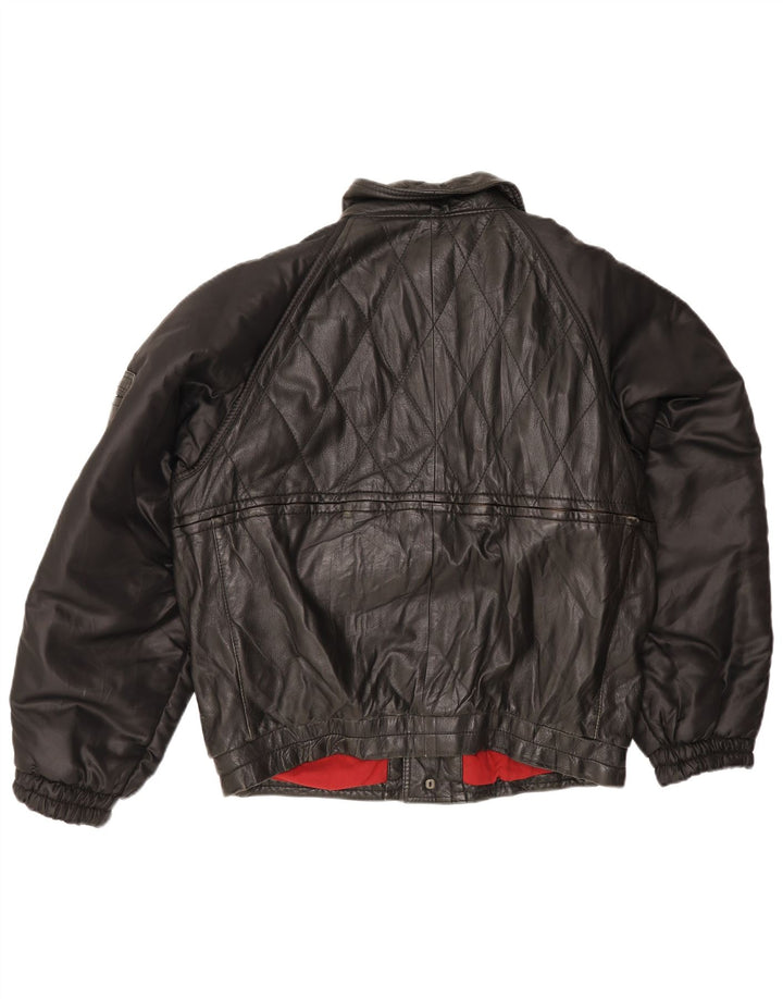 Pollini Chaqueta de cuero para hombre Reino Unido 40 Grande Negro