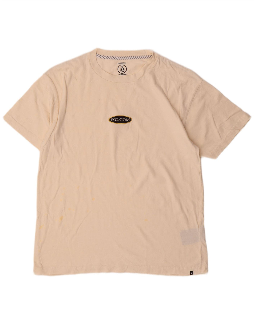 VOLCOM Camiseta holgada para hombre Top pequeño de algodón blanco roto