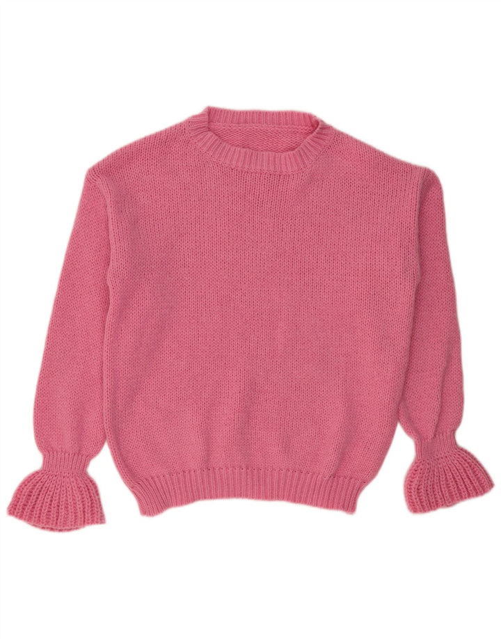 VINTAGE Mujeres de gran tamaño barco cuello jersey suéter Reino Unido 16 rosa grande