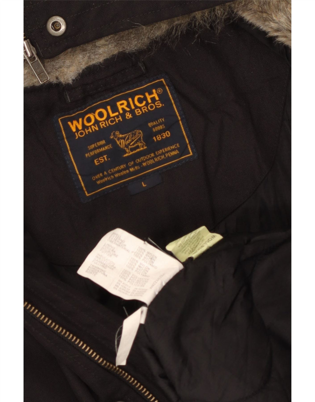 Woolrich Chaqueta bomber con capucha para hombre UK 40 Large Nylon negro