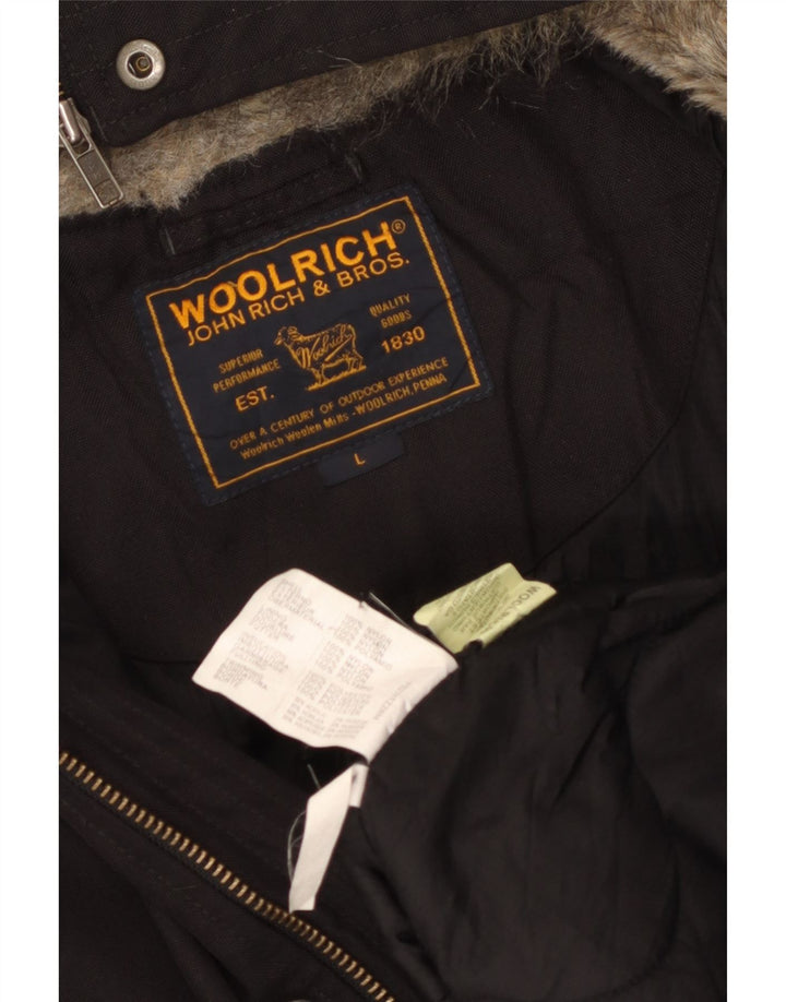 Woolrich Chaqueta bomber con capucha para hombre UK 40 Large Nylon negro