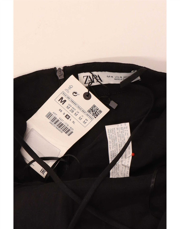 Zara Vestido lencero para mujer UK 40 Mediano Lino negro