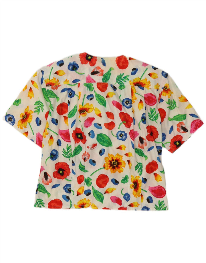 Express Blusa de manga corta para mujer UK 44 Medium White Floral