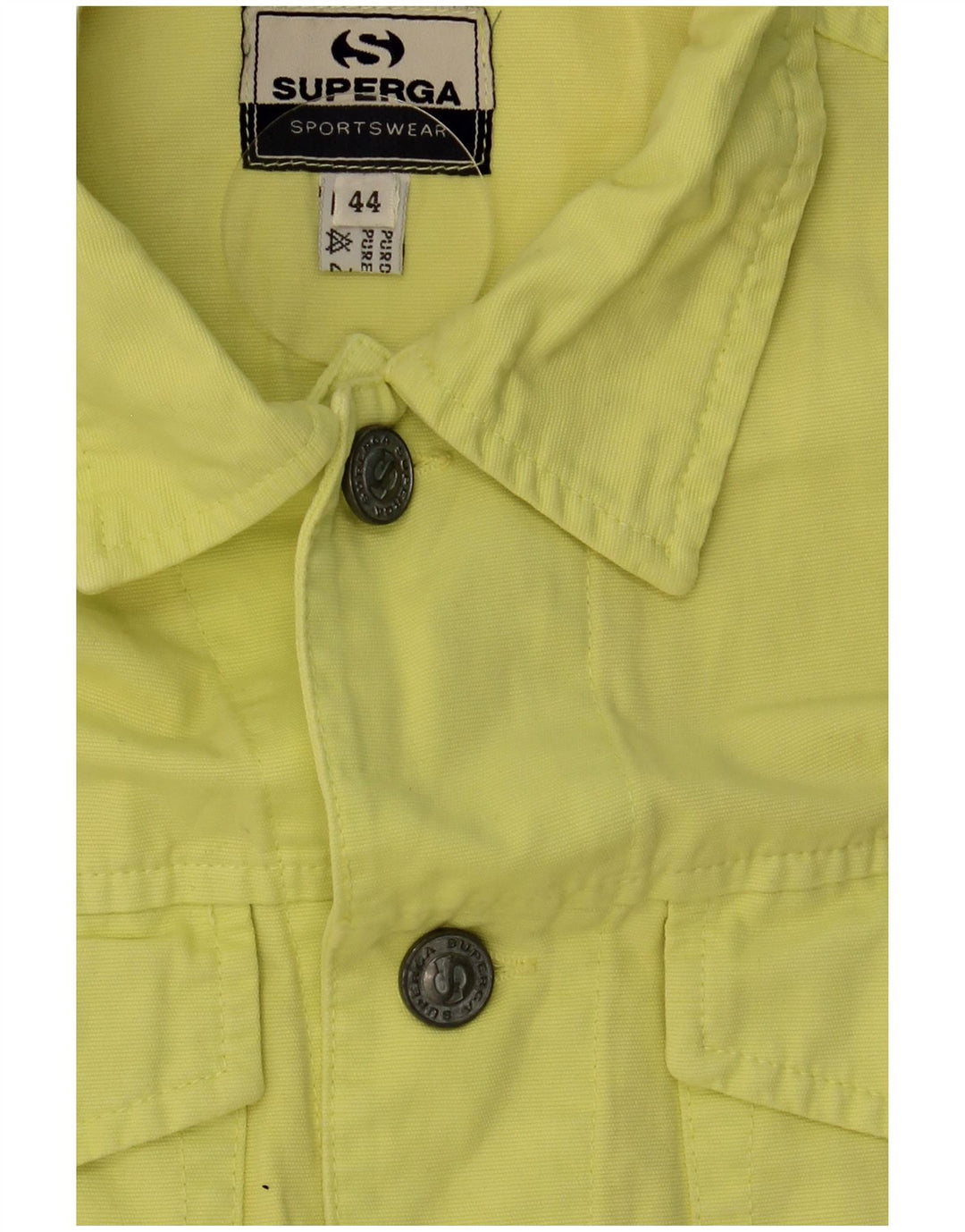 Superga Mujer Crop Denim Chaleco IT 44 Algodón Amarillo Medio