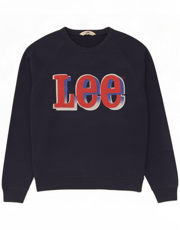 Lee Mens Graphic Sweatshirt Jumper Medium Navy Blue Cotton