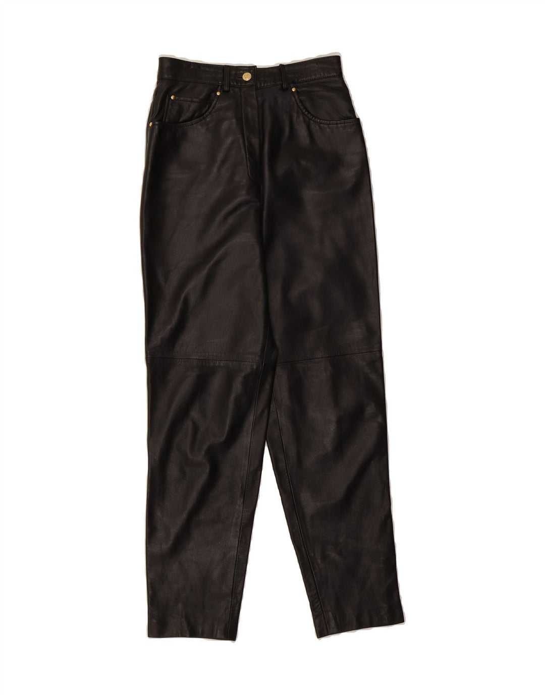 POLLINI Womens High Waist Trousers IT 40 Medium W26 L29 Black Leather Vintage Pollini and Second-Hand Pollini from Messina Hembry 