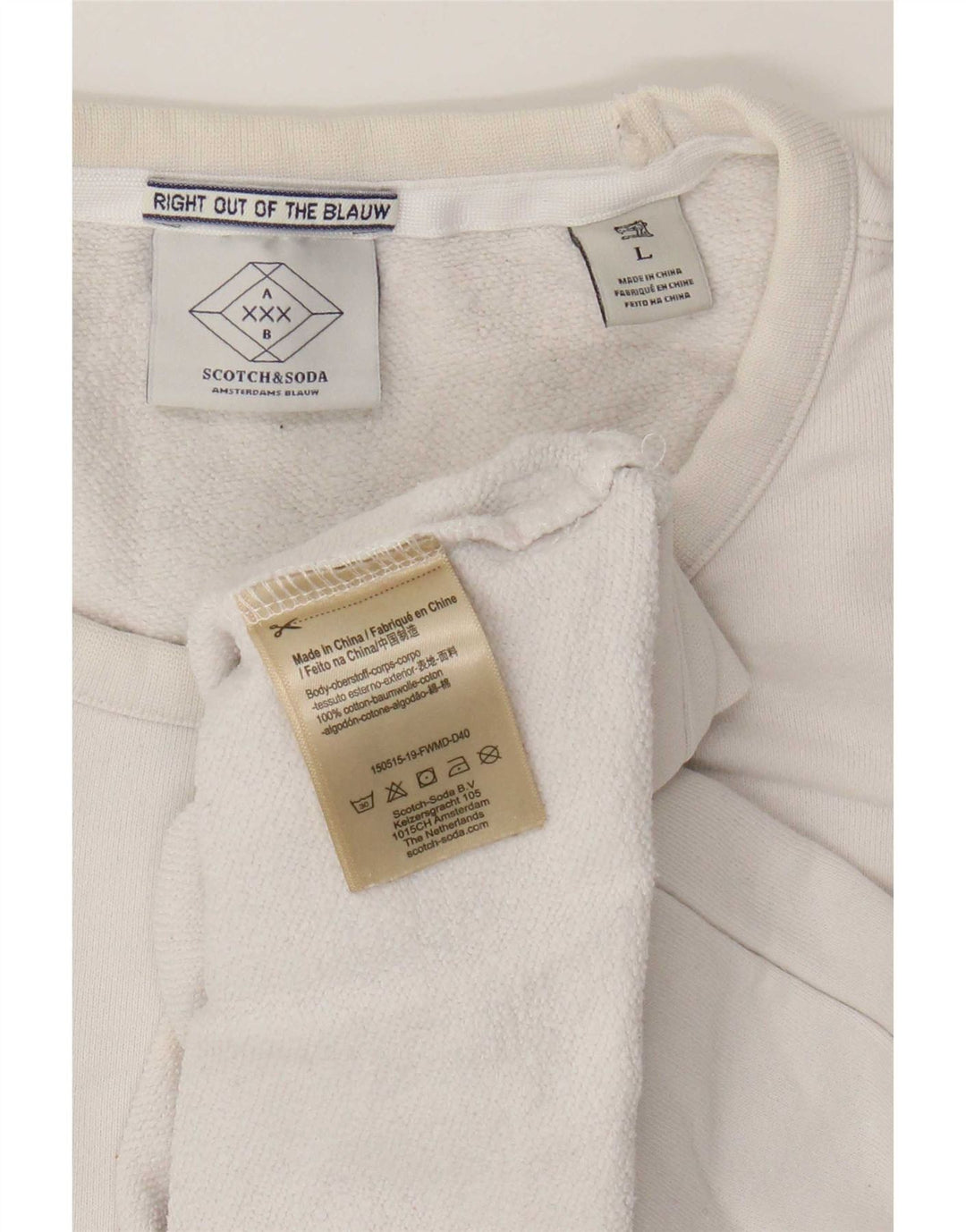 Scotch & Soda Hombre Sudadera Gráfica Jersey Grande De Algodón Blanco