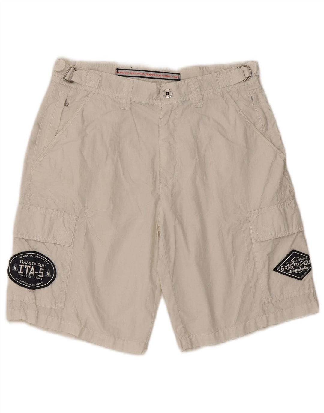 Gaastra Mens Graphic Cargo Shorts Pequeño W29 Algodón Blanco