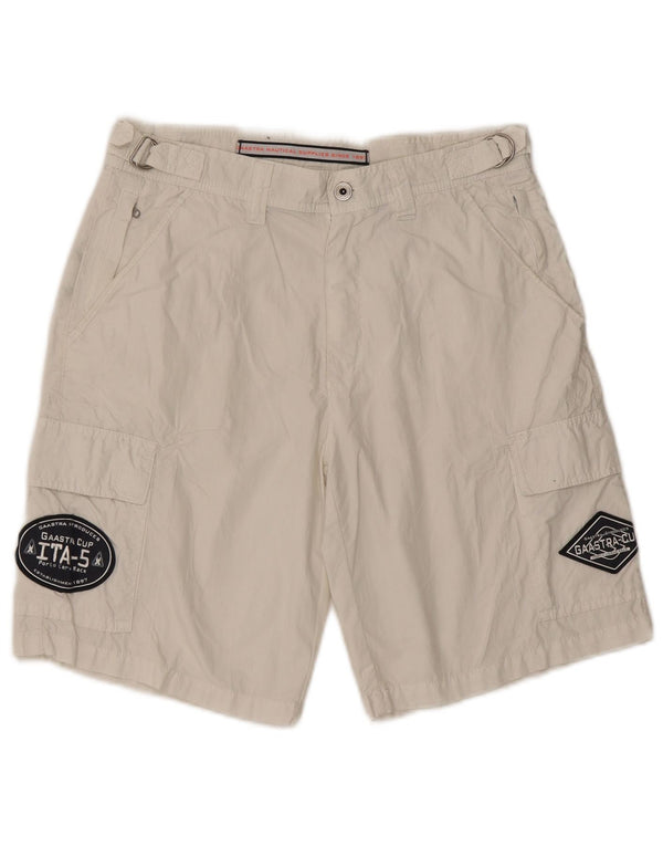 Gaastra Mens Graphic Cargo Shorts Pequeño W29 Algodón Blanco