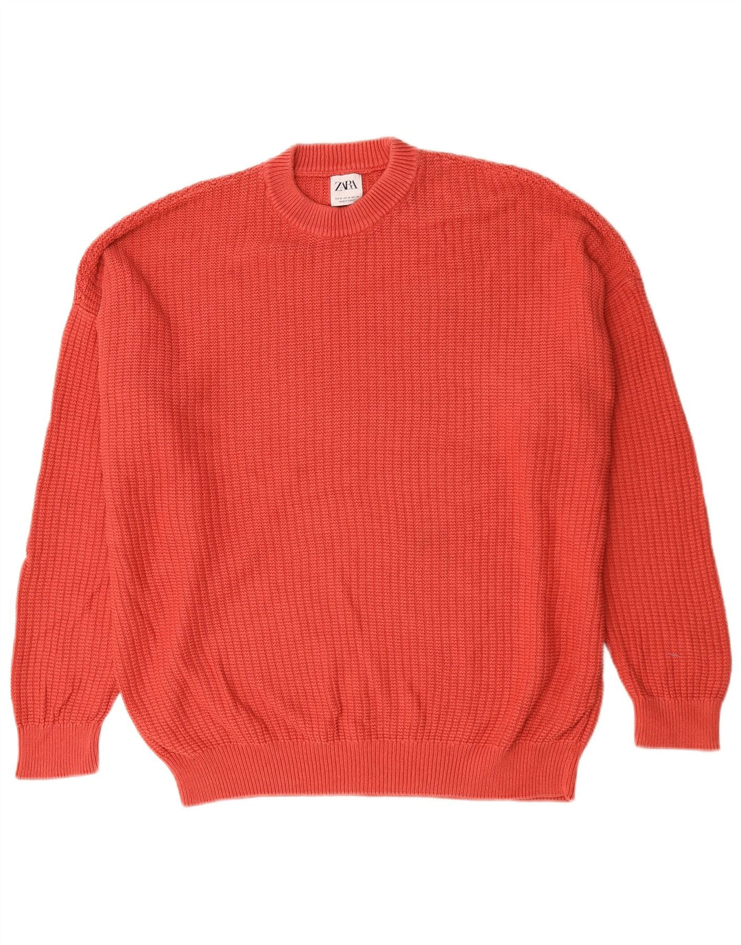 Zara Hombre Jersey Cuello Redondo Jersey Algodón Rojo Medio