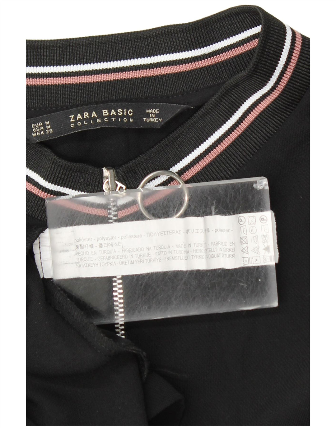 Zara Mujer Vestido Recto Con Cremallera Y Cuello UK 44 Mediano Poliéster Negro