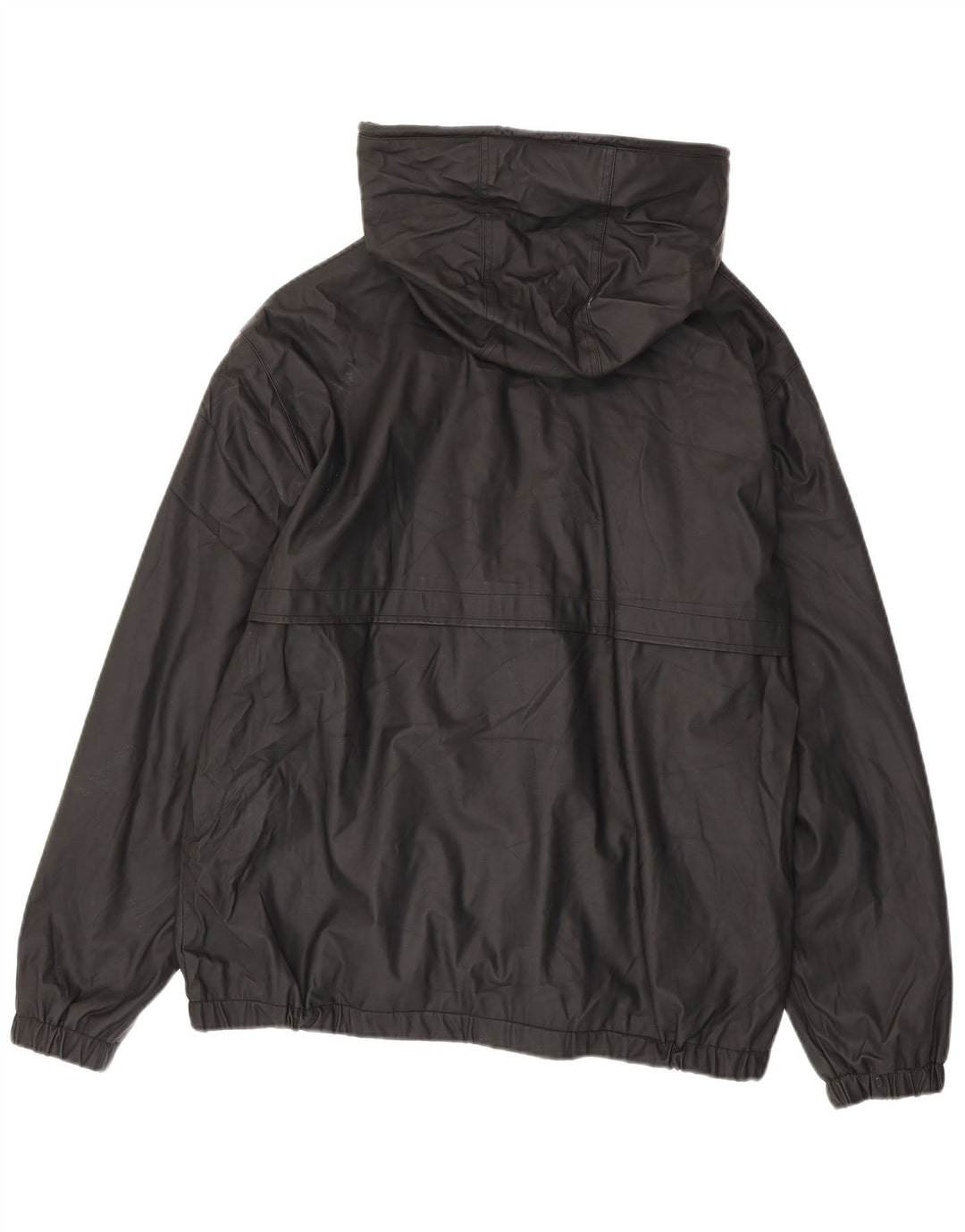 Zara Hombre Chubasquero Con Capucha UK 42 XL Poliéster Negro