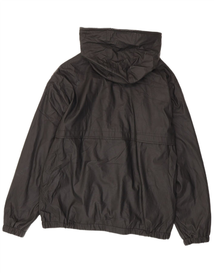 Zara Hombre Chubasquero Con Capucha UK 42 XL Poliéster Negro