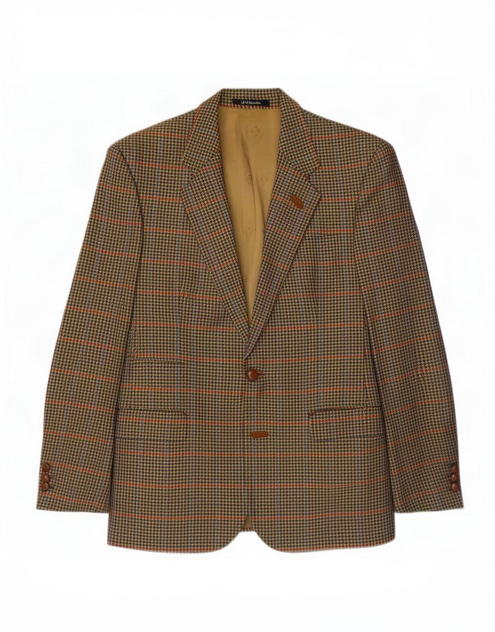 Dack's Chaqueta tipo blazer de 2 botones para hombre UK 38 Lana de pata de gallo marrón medio
