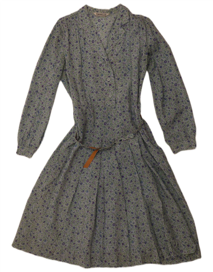MARELLA Womens Long Sleeve A-Line Dress UK 14 Large Blue Floral