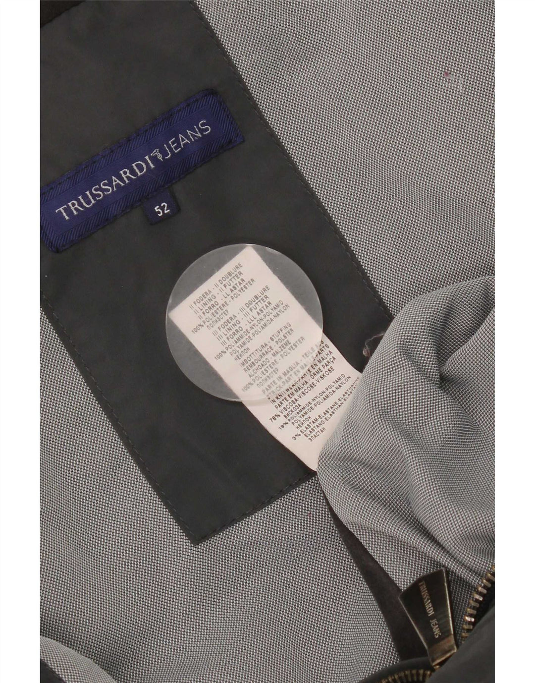 Trussardi Jeans Chaqueta acolchada con capucha para hombre IT 52 XL Gris Poliéster