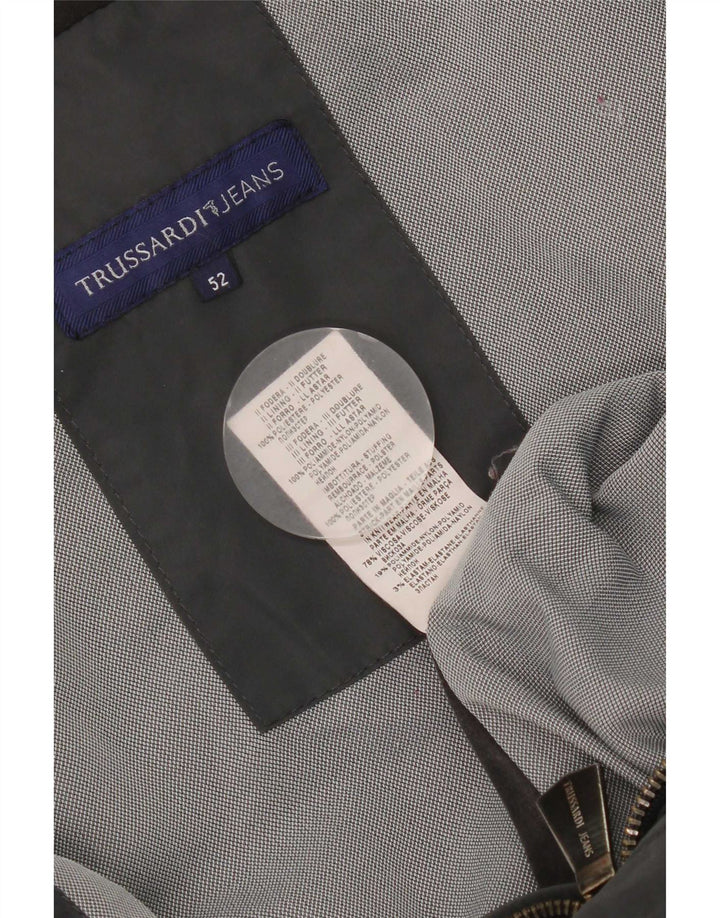 Trussardi Jeans Chaqueta acolchada con capucha para hombre IT 52 XL Gris Poliéster