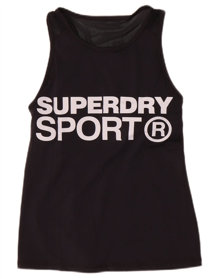 Superdry Mujer Graphic Vest Top UK 40 Small Nylon Negro