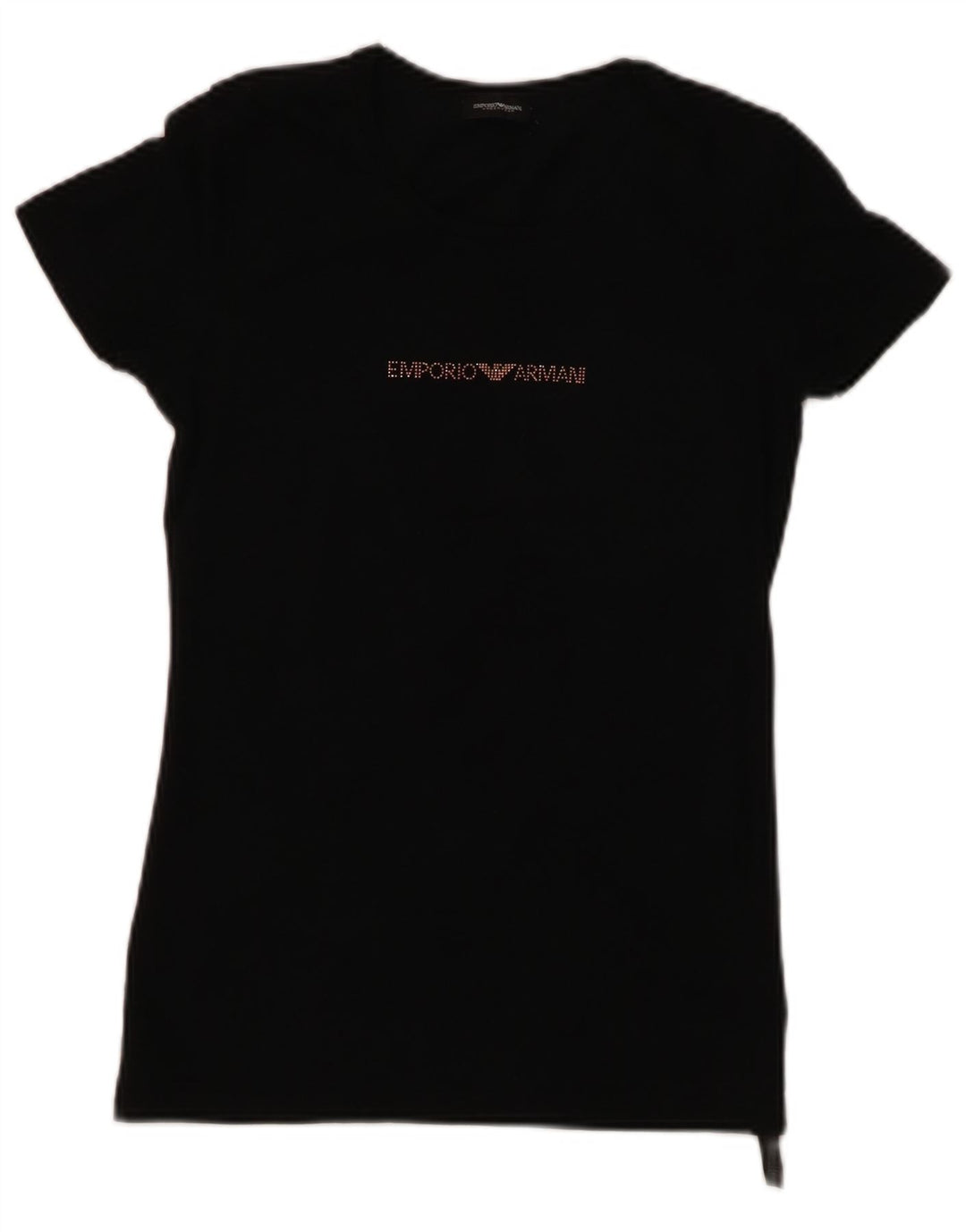 EMPORIO ARMANI Camiseta gráfica para mujer Top UK 8 Small Algodón negro