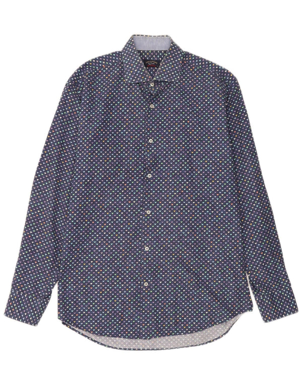 PAUL & SHARK Camisa náutica para hombre Talla 42 Algodón con manchas azules grandes