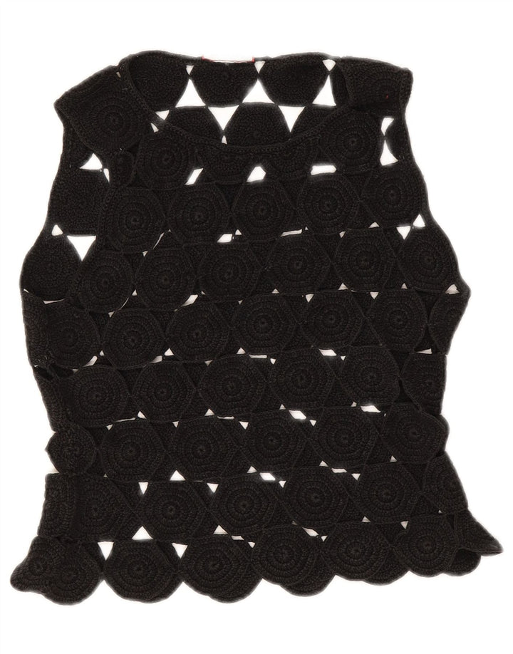 Max & Co. Top corto de crochet sin mangas para mujer UK 10 Small Black