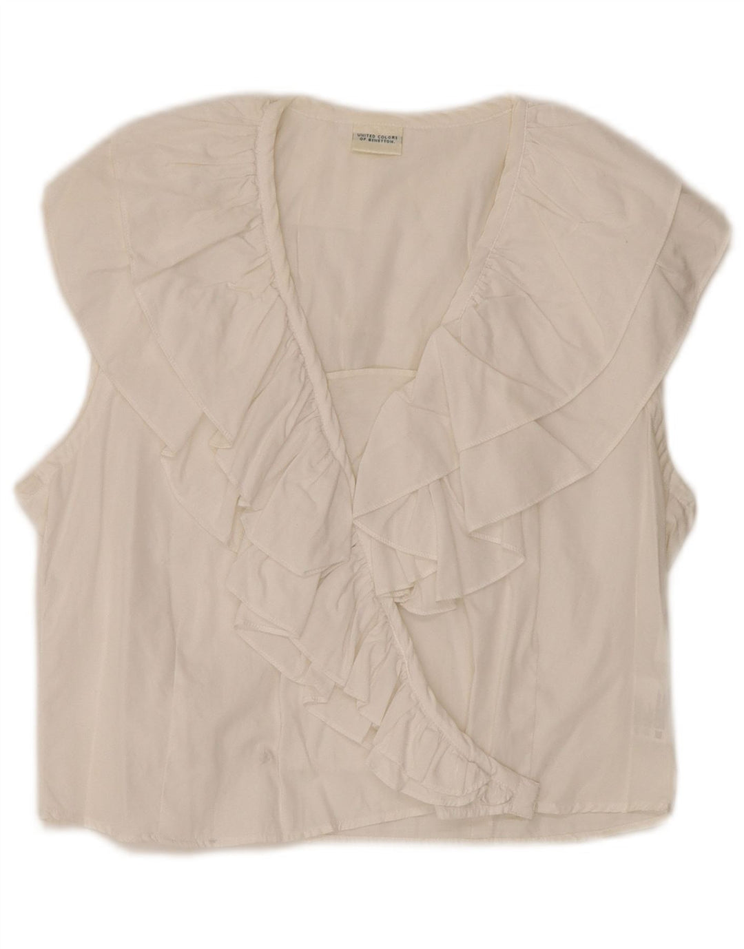 Benetton Blusa Sin Mangas IT 44 Medium Blanco Roto De Algodón