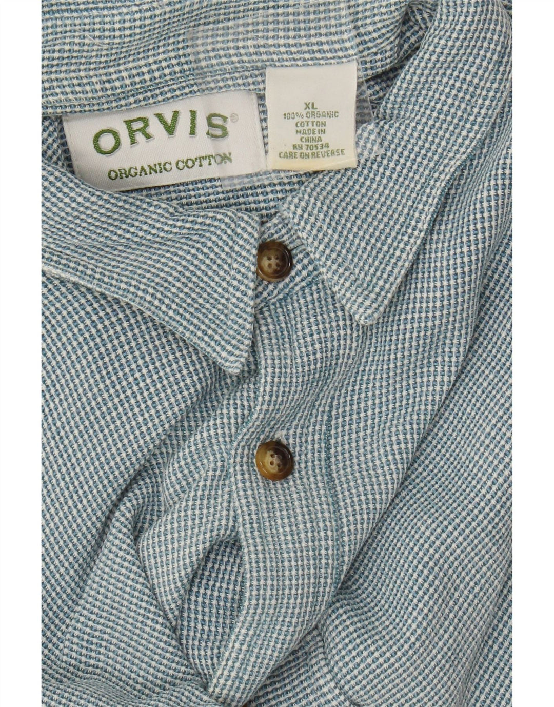 Camisa Orvis Hombre XL Algodón Azul