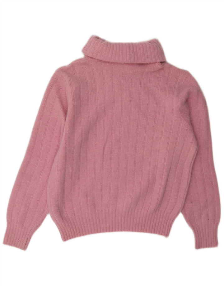 Vintage mujer rollo cuello jersey suéter Reino Unido 14 rosa medio