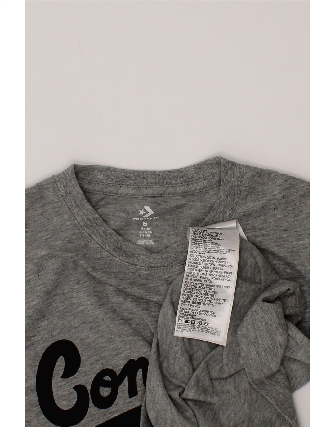 Converse Camiseta gráfica para niño Top 5-6 años Algodón Gris Medio